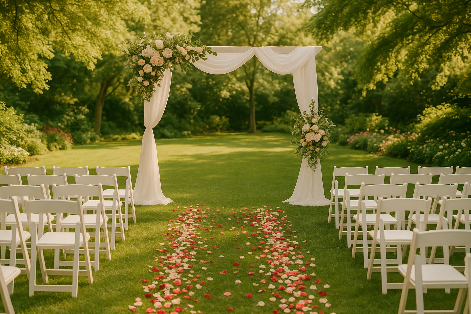 Cerimonia matrimonio in giardino verde